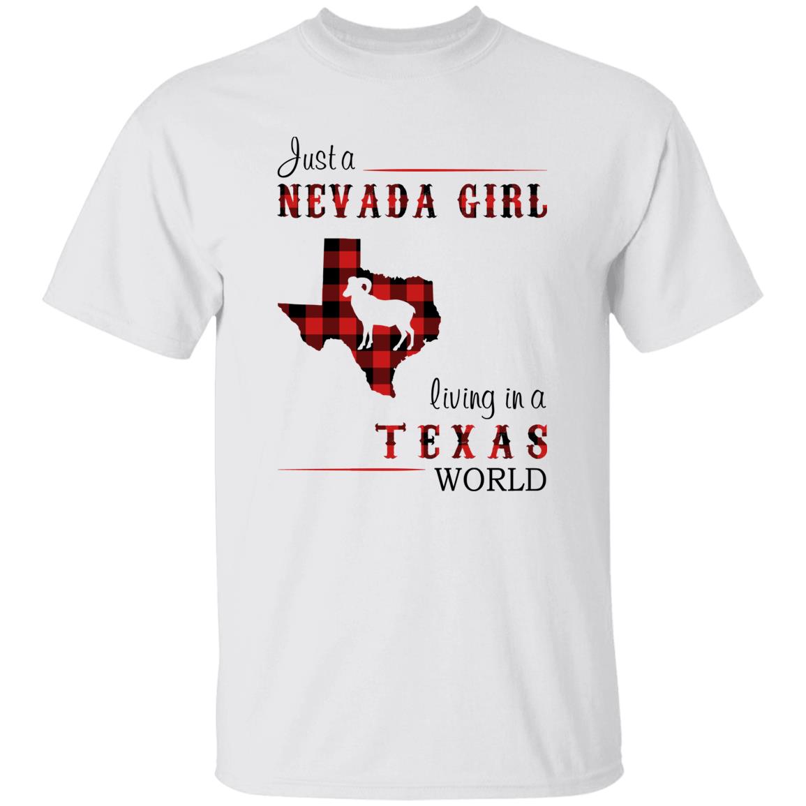 Just A Nevada Girl Living In A Texas World T-shirt - T-shirt Born Live Plaid Red Teezalo