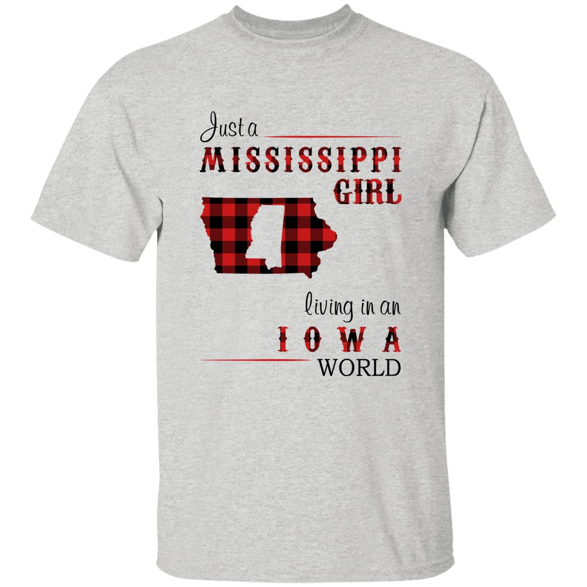 Just A Mississippi  Girl Living In An Iowa World T-shirt - T-shirt Born Live Plaid Red Teezalo