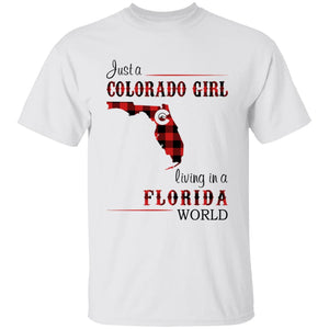 Just A Colorado Girl Living In A Florida World T-shirt - T-shirt Born Live Plaid Red Teezalo