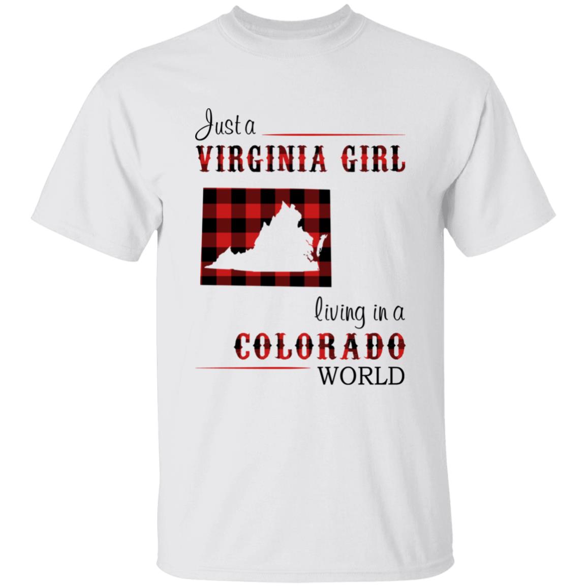 Just A Virginia Girl Living In A Colorado Girl T-shirt - T-shirt Born Live Plaid Red Teezalo