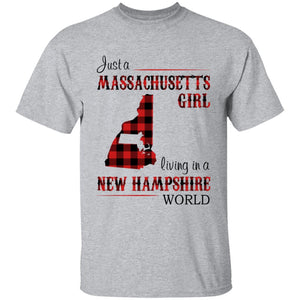 Just A Massachusetts Girl Living In A New Hampshire World T-shirt - T-shirt Born Live Plaid Red Teezalo