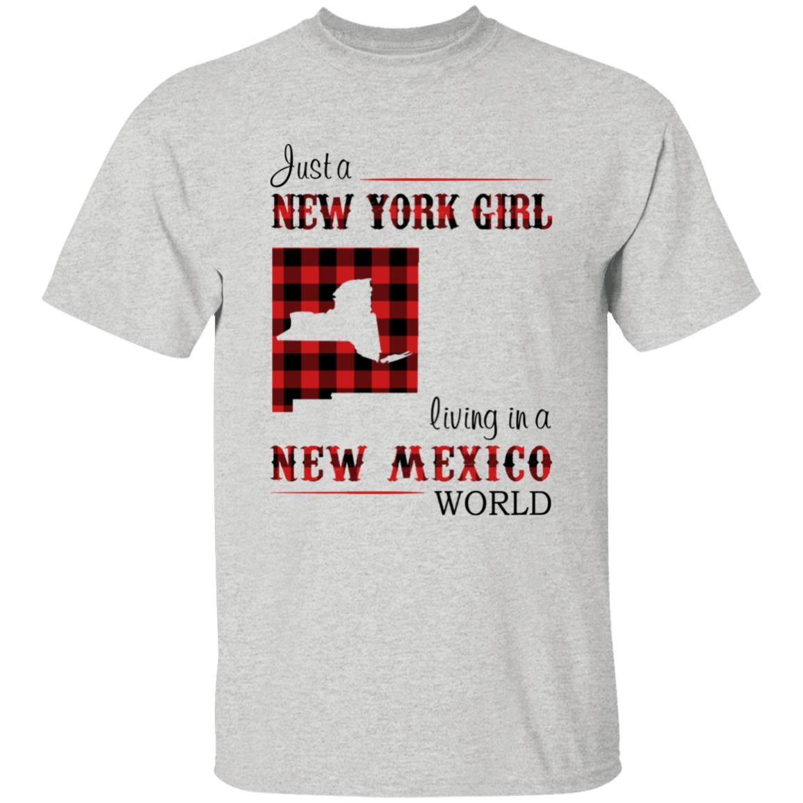 Just A New York Girl Living In A New Mexico World T-shirt - T-shirt Born Live Plaid Red Teezalo