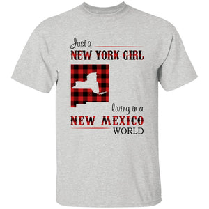 Just A New York Girl Living In A New Mexico World T-shirt - T-shirt Born Live Plaid Red Teezalo