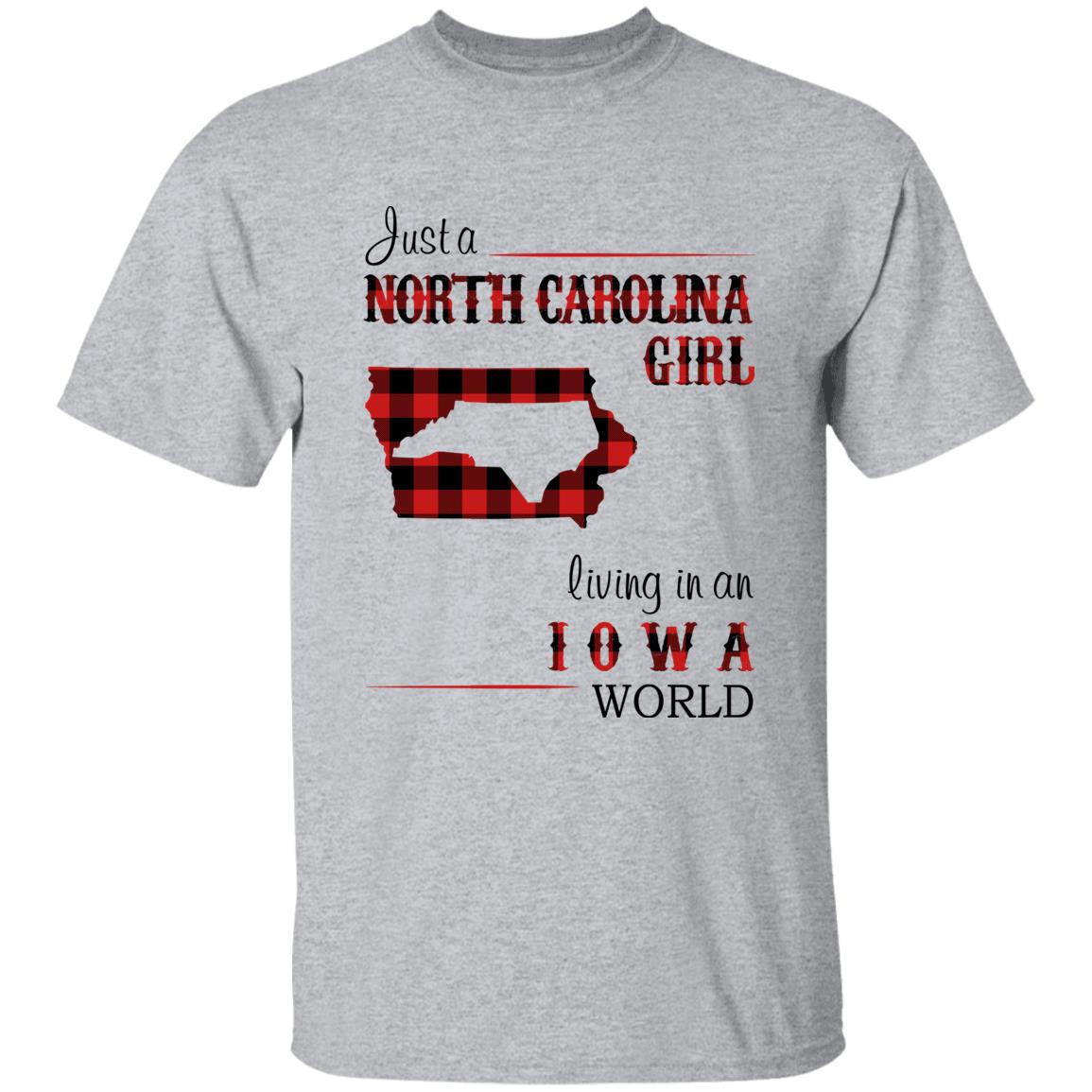 Just A North Carolina Girl Living In An Iowa World T-shirt - T-shirt Born Live Plaid Red Teezalo