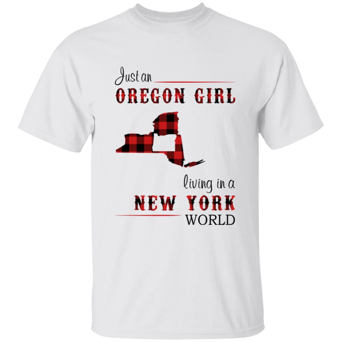 Just An Oregon Girl Living In A New York World T-shirt - T-shirt Born Live Plaid Red Teezalo
