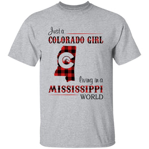 Just A Colorado Girl Living In A Mississippi World T-shirt - T-shirt Born Live Plaid Red Teezalo