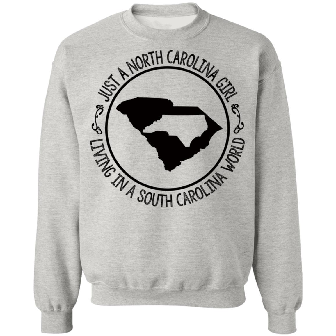 North Carolina Girl Living In South Carolina World T- Shirt - T-shirt Teezalo