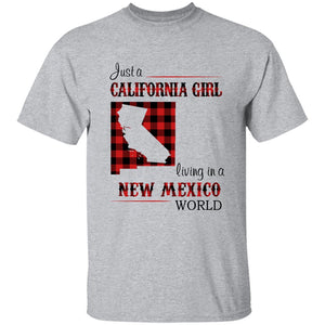 Just A California Girl Living In A New Mexico World T-Shirt - T-shirt Born Live Plaid Red Teezalo
