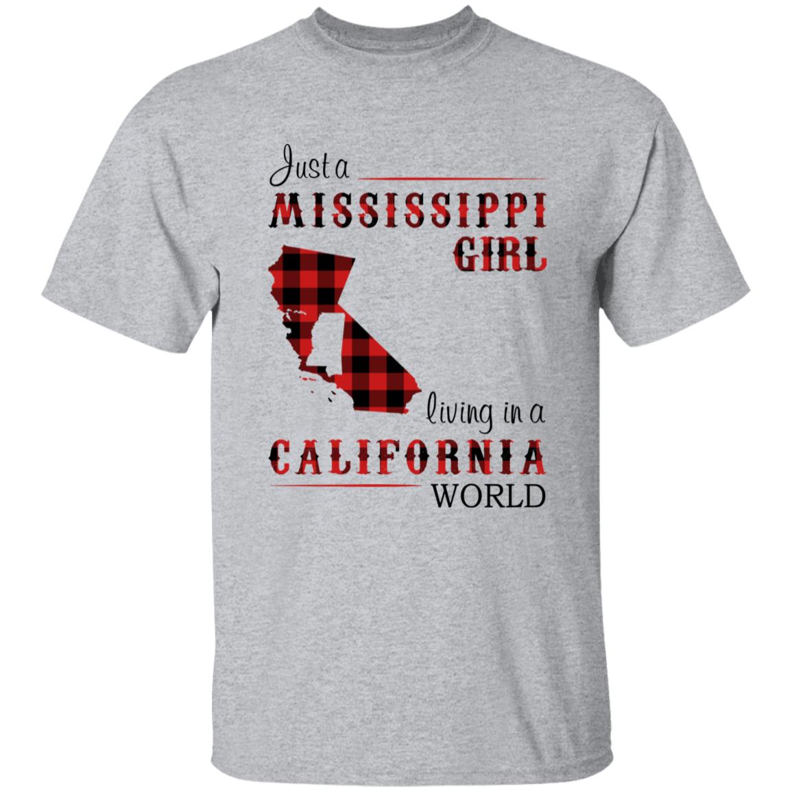 Just A Mississippi Girl Living In A California World T-shirt - T-shirt Born Live Plaid Red Teezalo