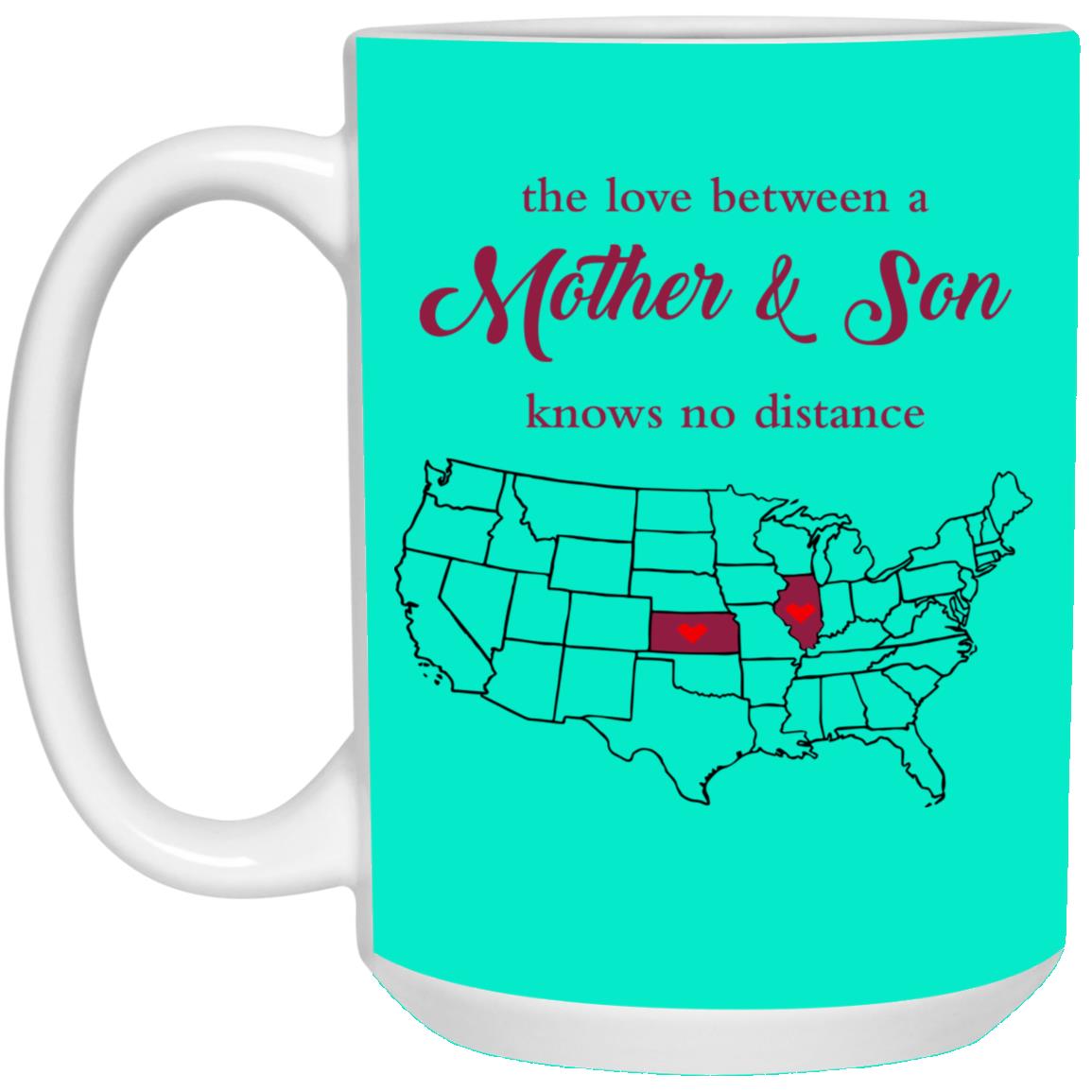 Illinois Kansas The Love Between Mother And Son Mug - Mug Teezalo
