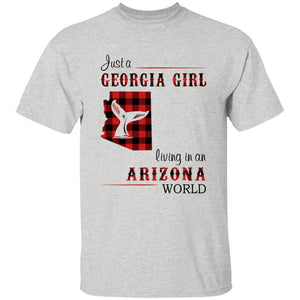 Just A Georgia Girl Living In An Arizona World T-shirt - T-shirt Born Live Plaid Red Teezalo