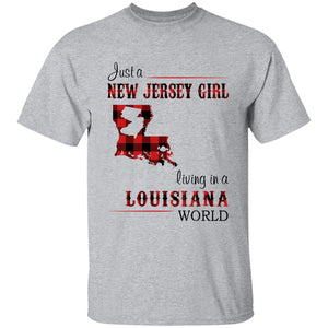 Just A New Jersey Girl Living In A Louisiana World T-shirt - T-shirt Born Live Plaid Red Teezalo