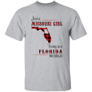 Just A Missouri Girl Living In A Florida World T-shirt - T-shirt Born Live Plaid Red Teezalo