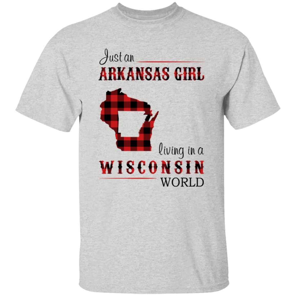 Just An Arkansas Girl Living In A Wisconsin World T-shirt - T-shirt Born Live Plaid Red Teezalo