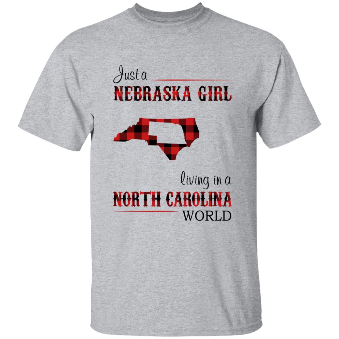 Just A Nebraska Girl Living In A North Carolina World T-shirt - T-shirt Born Live Plaid Red Teezalo
