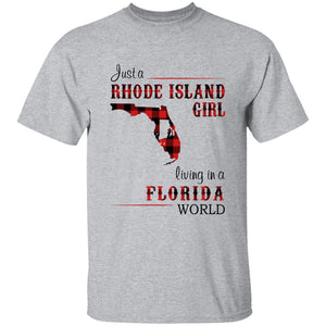 Just A Rhode Island  Girl Living In A Florida World T-shirt - T-shirt Born Live Plaid Red Teezalo