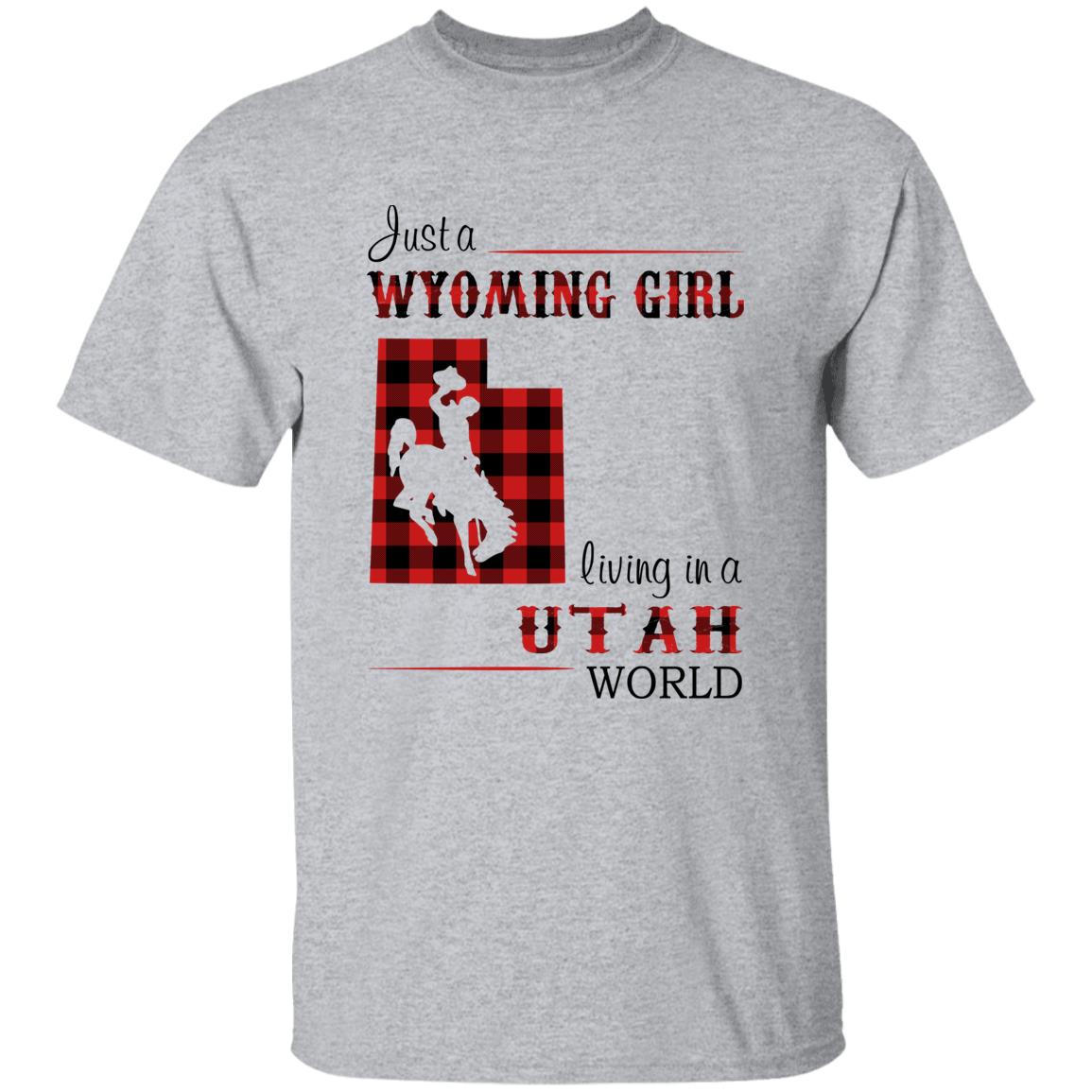Just A Wyoming Girl Living In A Utah World T-shirt - T-shirt Born Live Plaid Red Teezalo