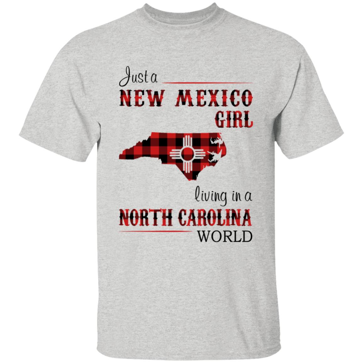 Just A New Mexico Girl Living In A North Carolina World T-shirt - T-shirt Born Live Plaid Red Teezalo