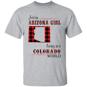Just An Arizona Girl Living In A Colorado World T-shirt - T-shirt Born Live Plaid Red Teezalo