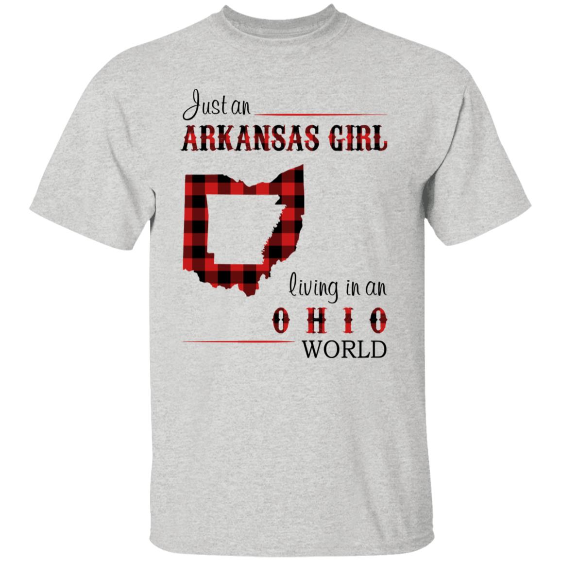 Just An Arkansas Girl Living In An Ohio World T-shirt - T-shirt Born Live Plaid Red Teezalo