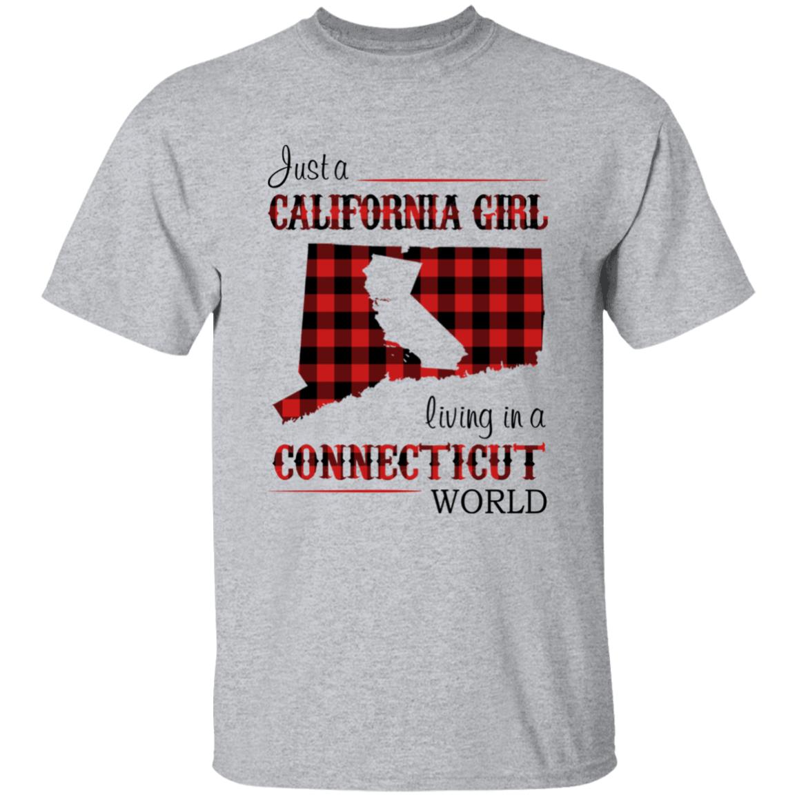 Just A California Girl Living In A Connecticut World T-Shirt - T-shirt Born Live Plaid Red Teezalo