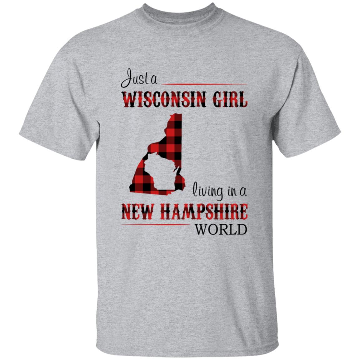 Just A Wisconsin Girl Living In A New Hampshire World T-shirt - T-shirt Born Live Plaid Red Teezalo