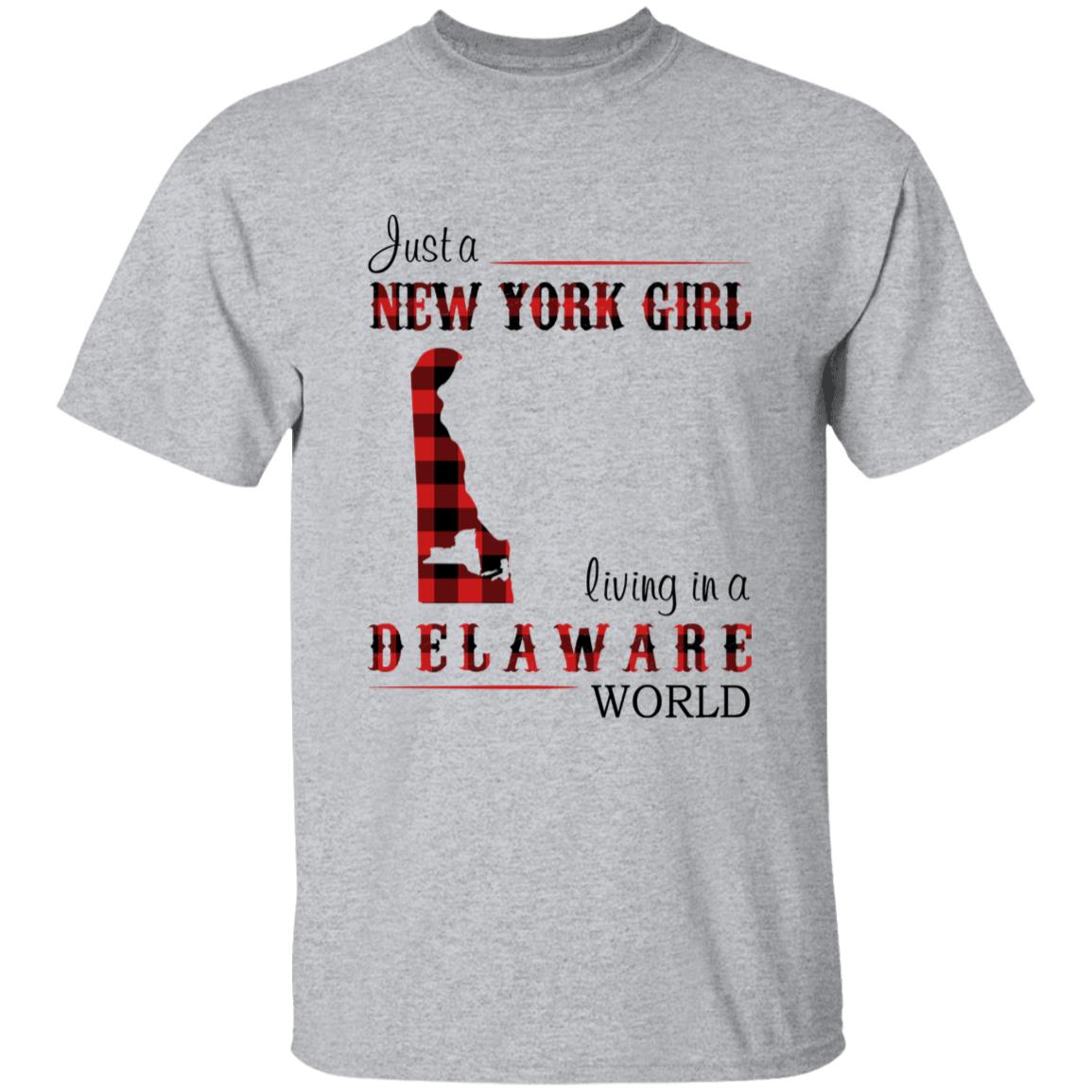 Just A New York Girl Living In A Delaware World T-shirt - T-shirt Born Live Plaid Red Teezalo