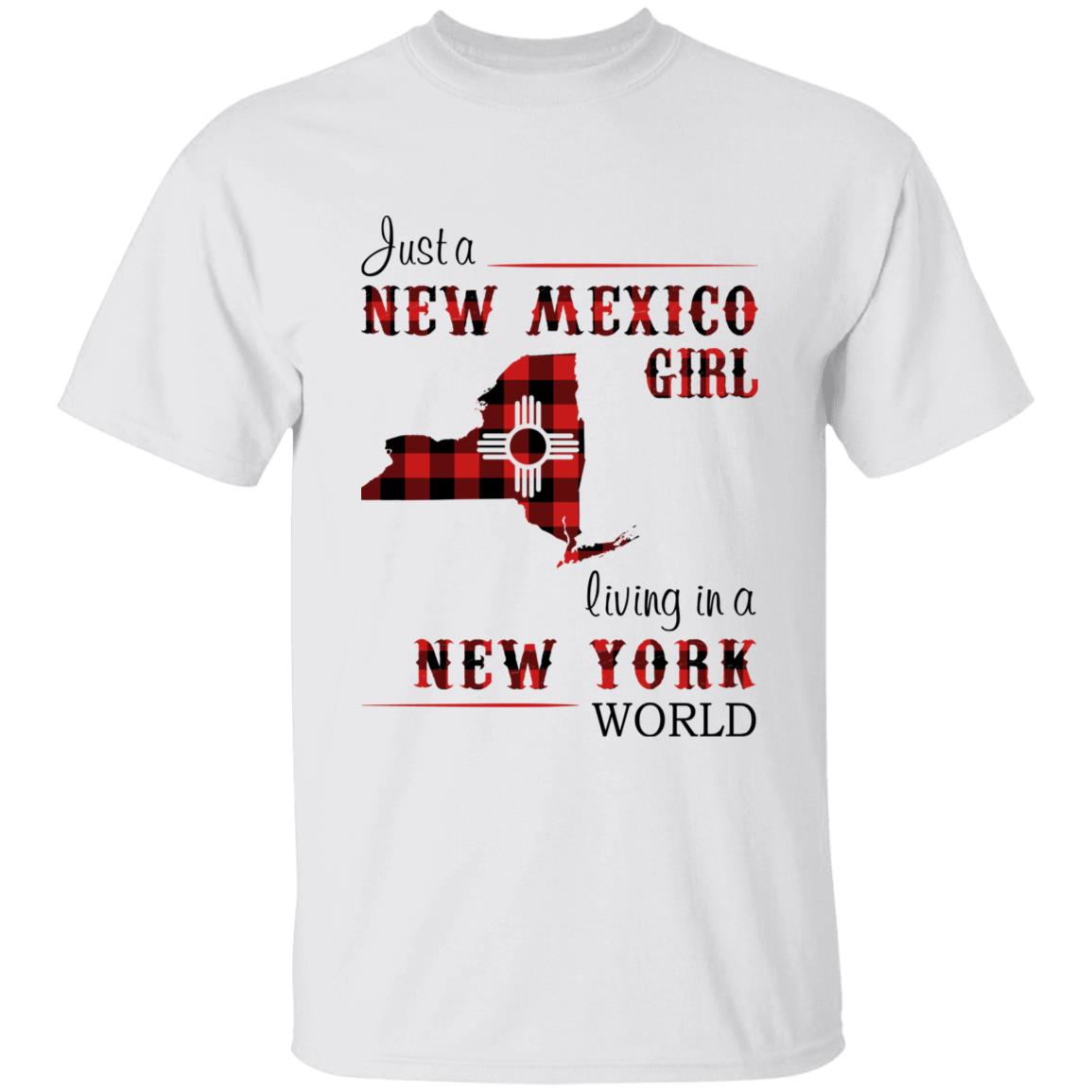 Just A New Mexico Girl Living In A New York World T-shirt - T-shirt Born Live Plaid Red Teezalo