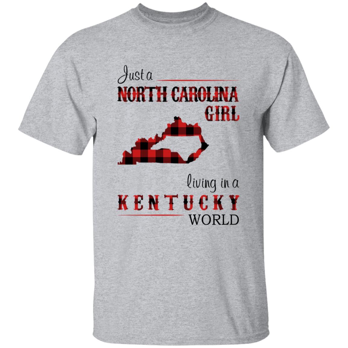 Just A North Carolina Girl Living In A Kentucky World T-shirt - T-shirt Born Live Plaid Red Teezalo