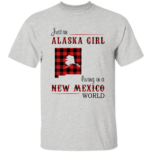 Just An Alaska Girl Living In A New Mexico World T-shirt - T-shirt Born Live Plaid Red Teezalo