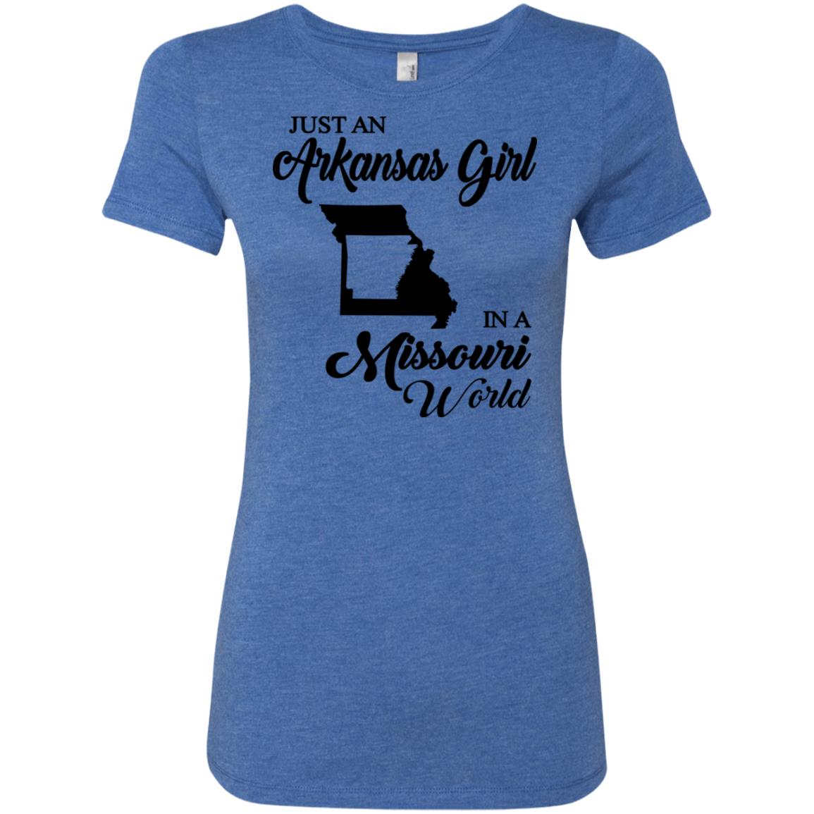 Just An Arkansas Girl In A Missouri World T-Shirt - T-shirt Teezalo