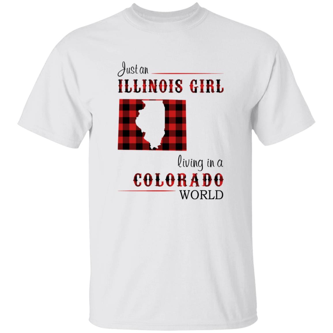 Just An Illinois Girl Living In A Colorado World T-shirt - T-shirt Born Live Plaid Red Teezalo