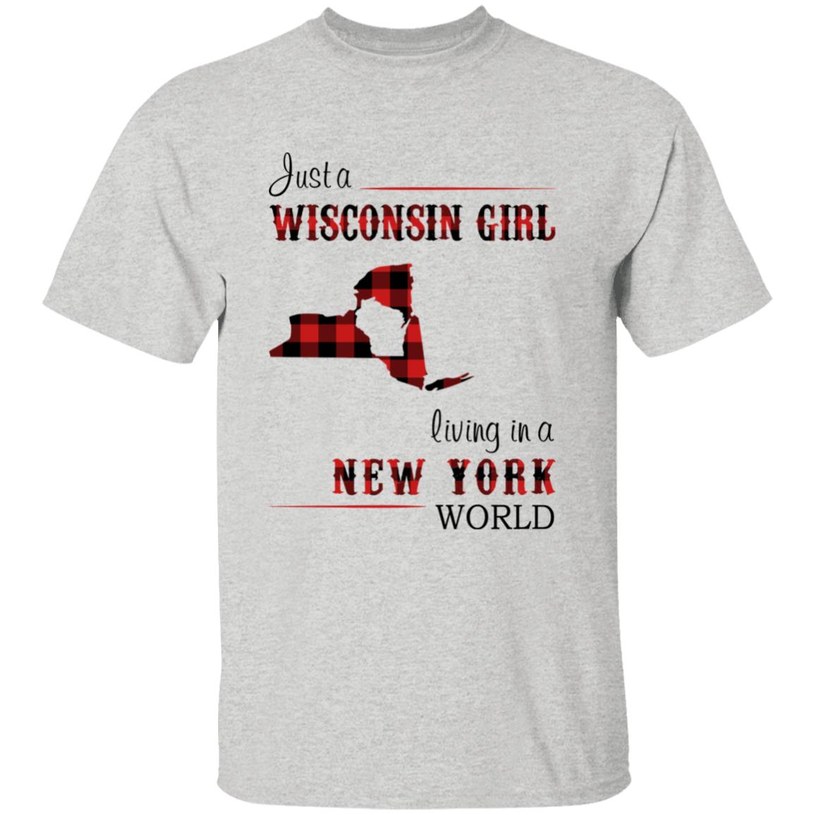 Just A Wisconsin Girl Living In A New York World T-shirt - T-shirt Born Live Plaid Red Teezalo