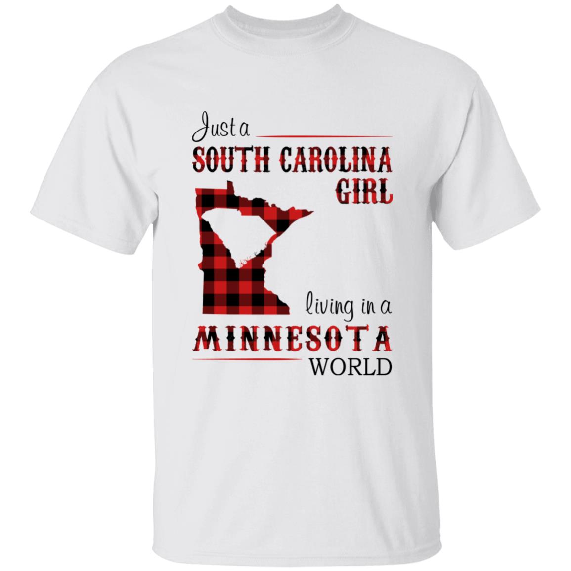 Just A South Carolina Girl Living In A Minnesota World T-shirt - T-shirt Born Live Plaid Red Teezalo