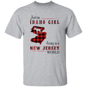 Just An Idaho Girl Living In A New Jersey World T-shirt - T-shirt Born Live Plaid Red Teezalo