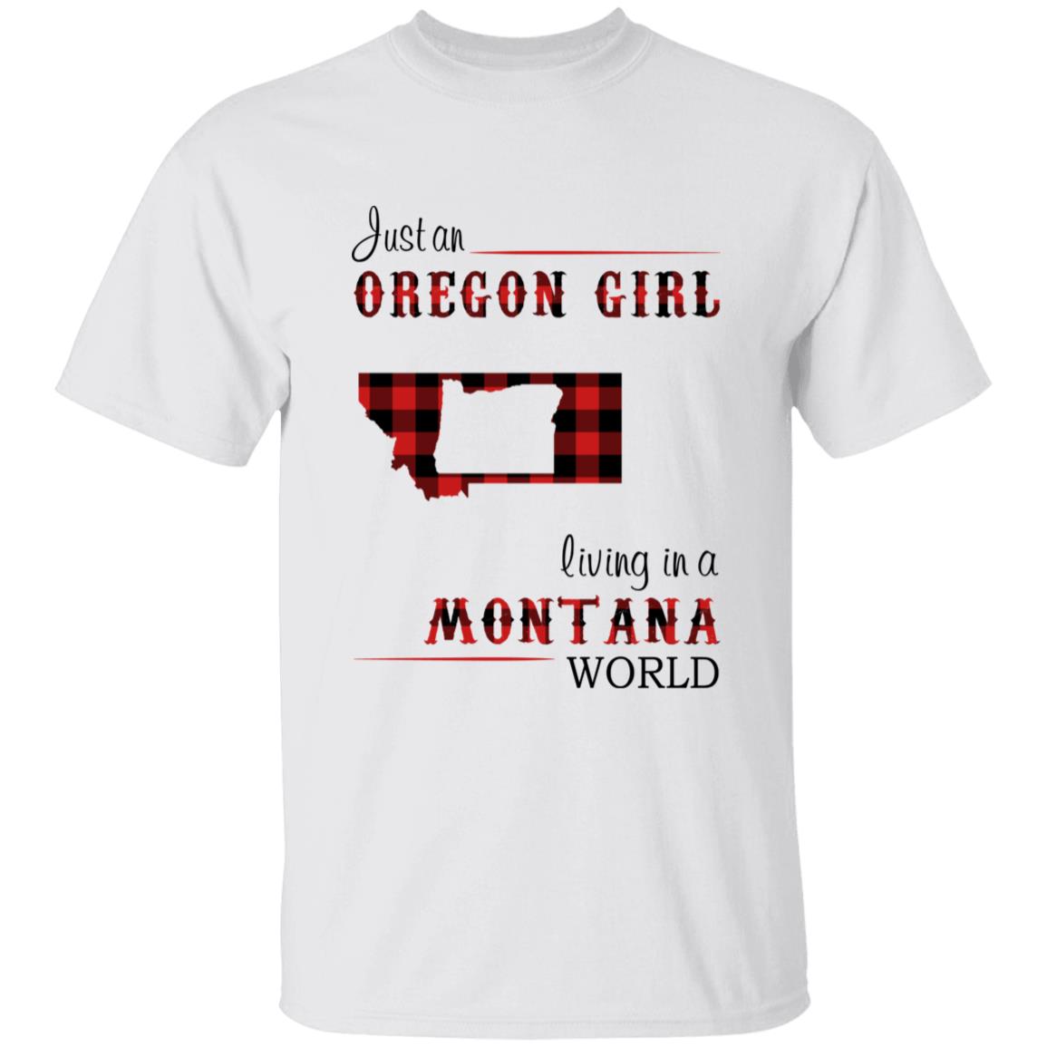 Just An Oregon Girl Living In A Montana World T-shirt - T-shirt Born Live Plaid Red Teezalo