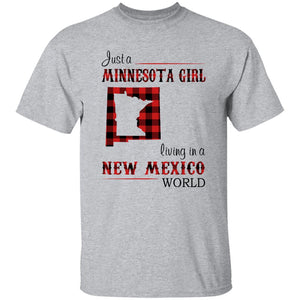 Just A Minnesota Girl Living In A New Mexico World T-shirt - T-shirt Born Live Plaid Red Teezalo