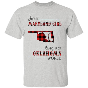 Just A Maryland Girl Living In An Oklahoma World T-shirt - T-shirt Born Live Plaid Red Teezalo