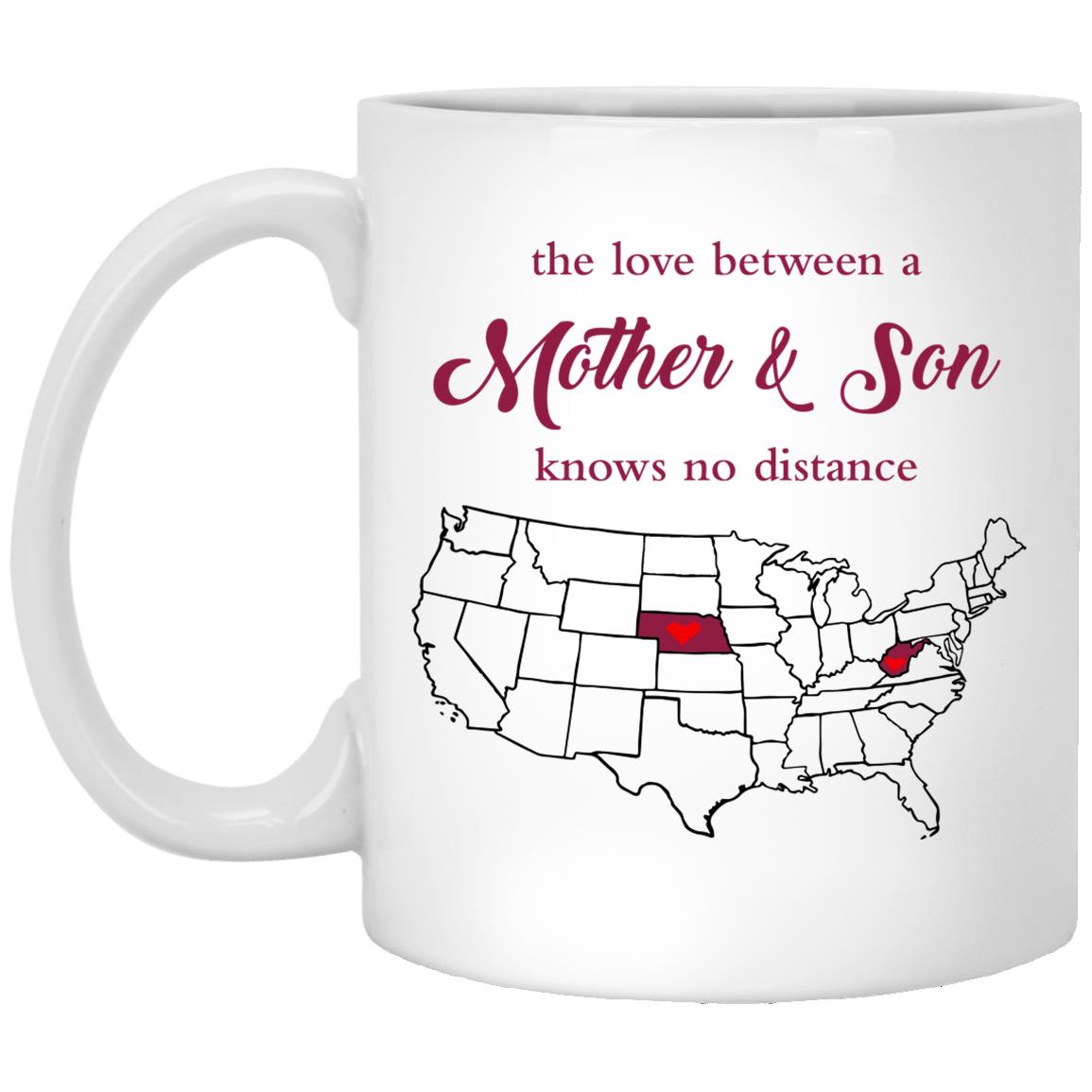 West Virginia Nebraska The Love Between Mother And Son Mug - Mug Teezalo