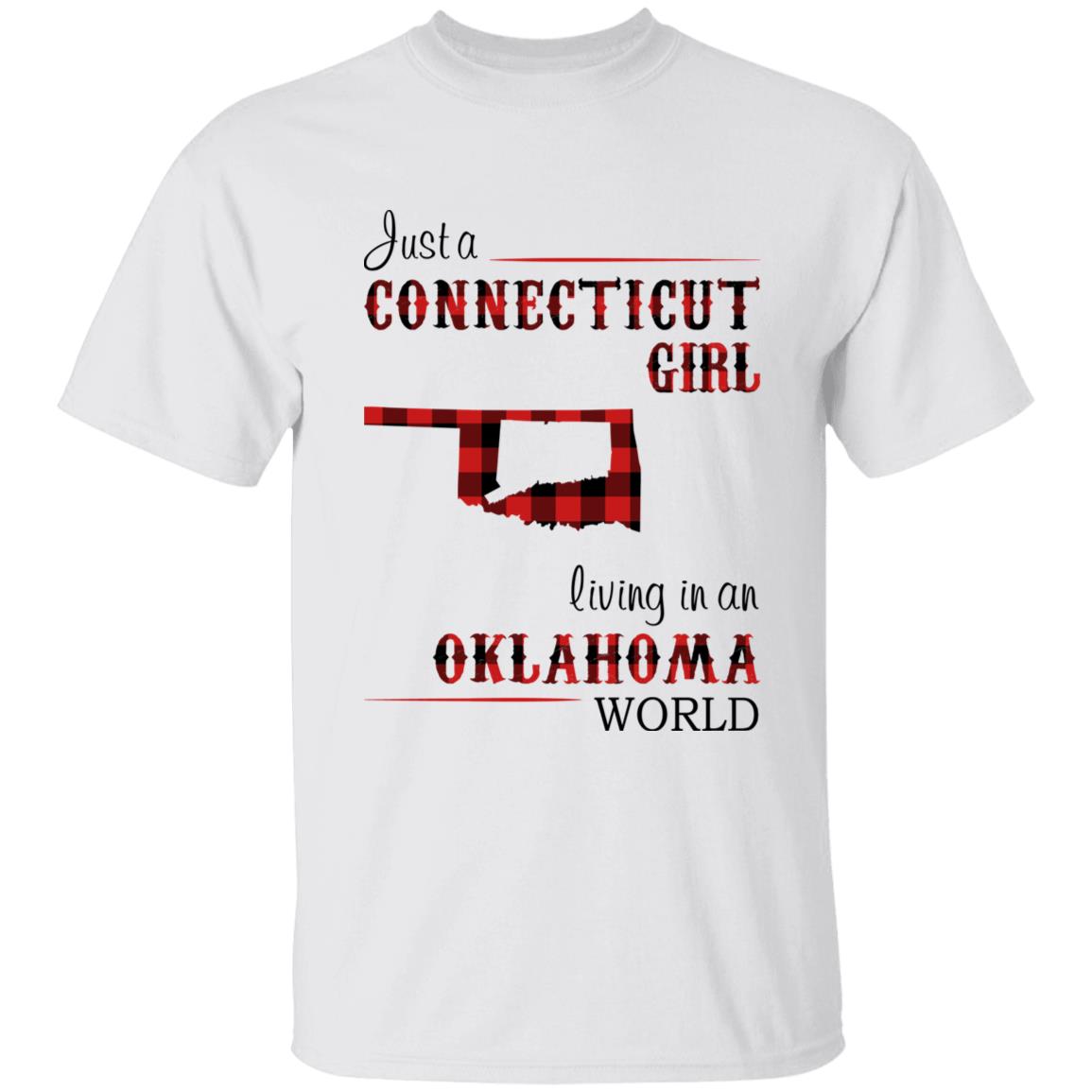 Just A Connecticut Girl Living In An Oklahoma World T-shirt - T-shirt Born Live Plaid Red Teezalo