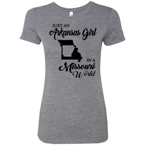 Just An Arkansas Girl In A Missouri World T-Shirt - T-shirt Teezalo