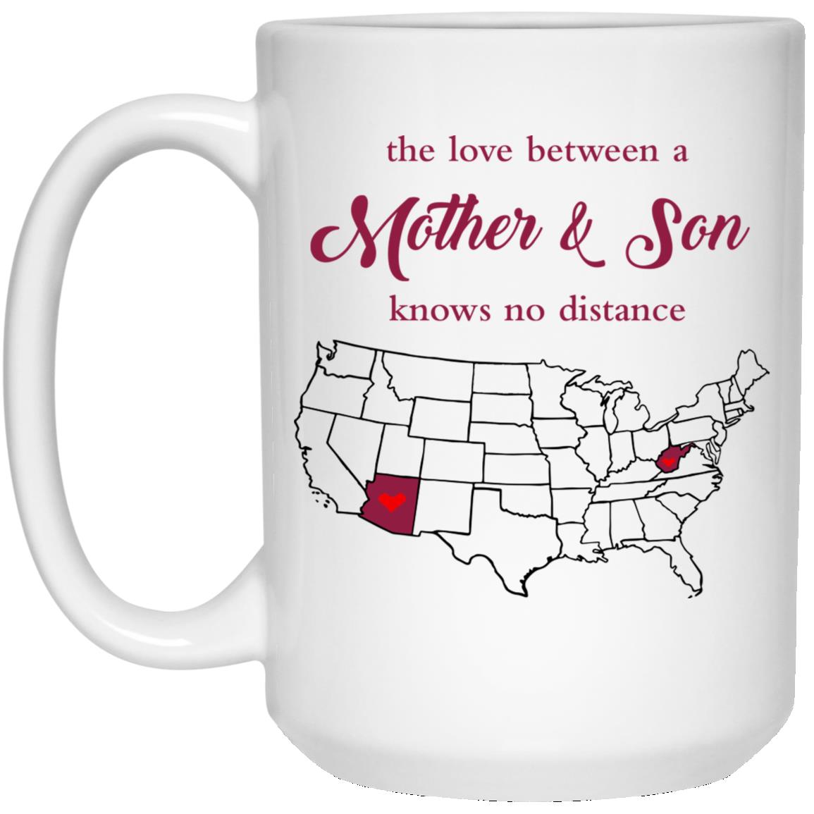 Arizona West Virginia The Love Between Mother And Son Mug - Mug Teezalo