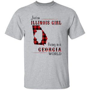 Just An Illinois Girl Living In A Georgia World T-shirt - T-shirt Born Live Plaid Red Teezalo