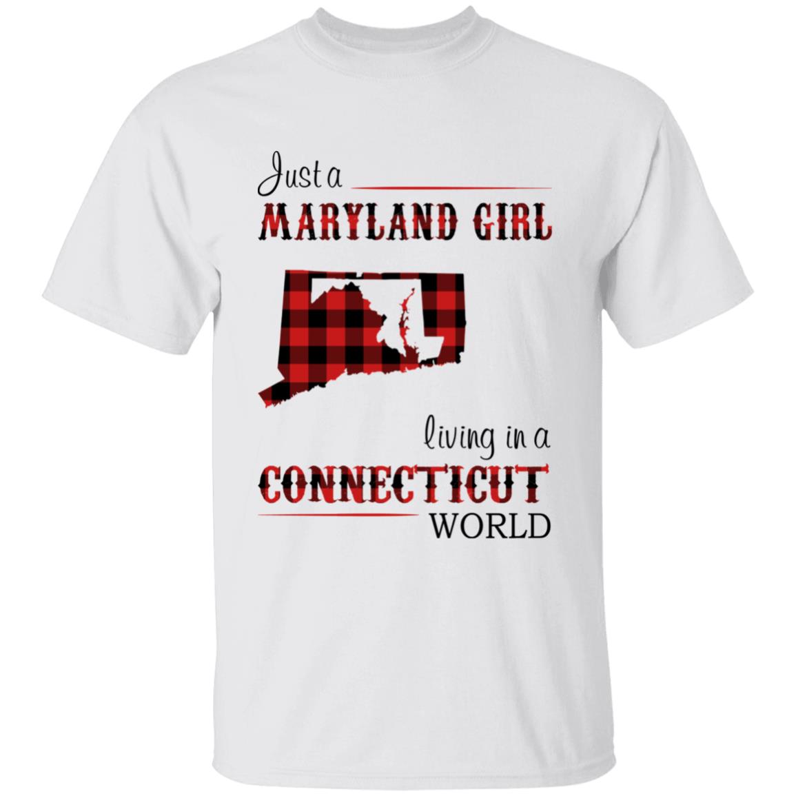 Just A Maryland Girl Living In A Connecticut World T-shirt - T-shirt Born Live Plaid Red Teezalo