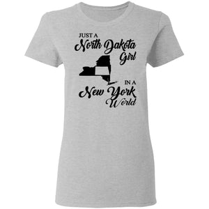 Just A North Dakota Girl In A New York World T Shirt - T-shirt Teezalo