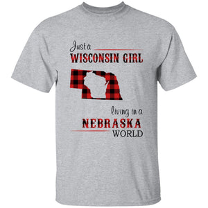Just A Wisconsin Girl Living In A Nebraska World T-shirt - T-shirt Born Live Plaid Red Teezalo
