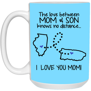 Puerto Rico Illinois The Love Between Mom And Son Mug - Mug Teezalo
