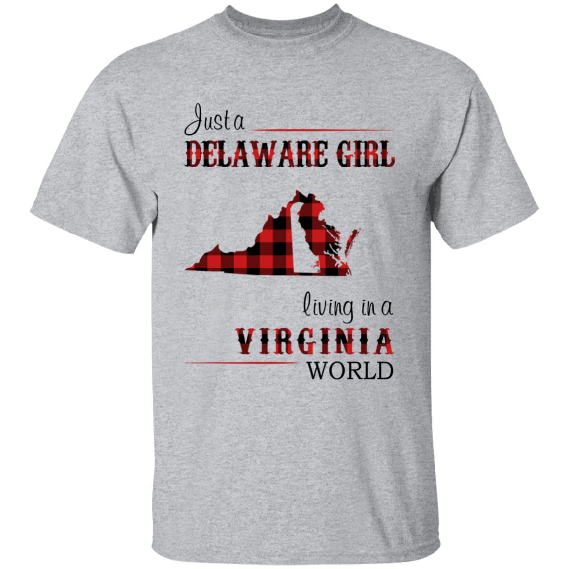 Just A Delaware Girl Living In A Virginia World T-shirt - T-shirt Born Live Plaid Red Teezalo