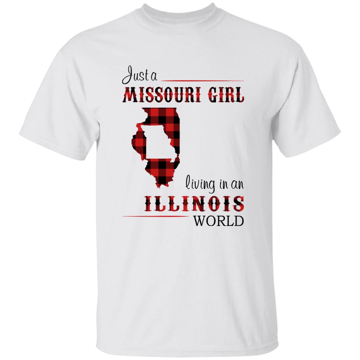 Just A Missouri Girl Living In An Illinois World T-shirt - T-shirt Born Live Plaid Red Teezalo