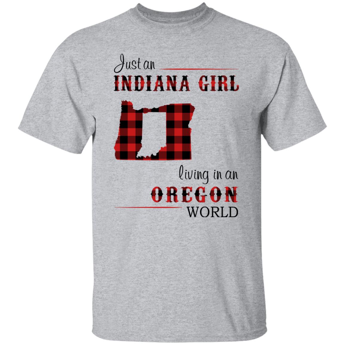 Just An Indiana Girl Living In An Oregon World T-Shirt - T-shirt Born Live Plaid Red Teezalo
